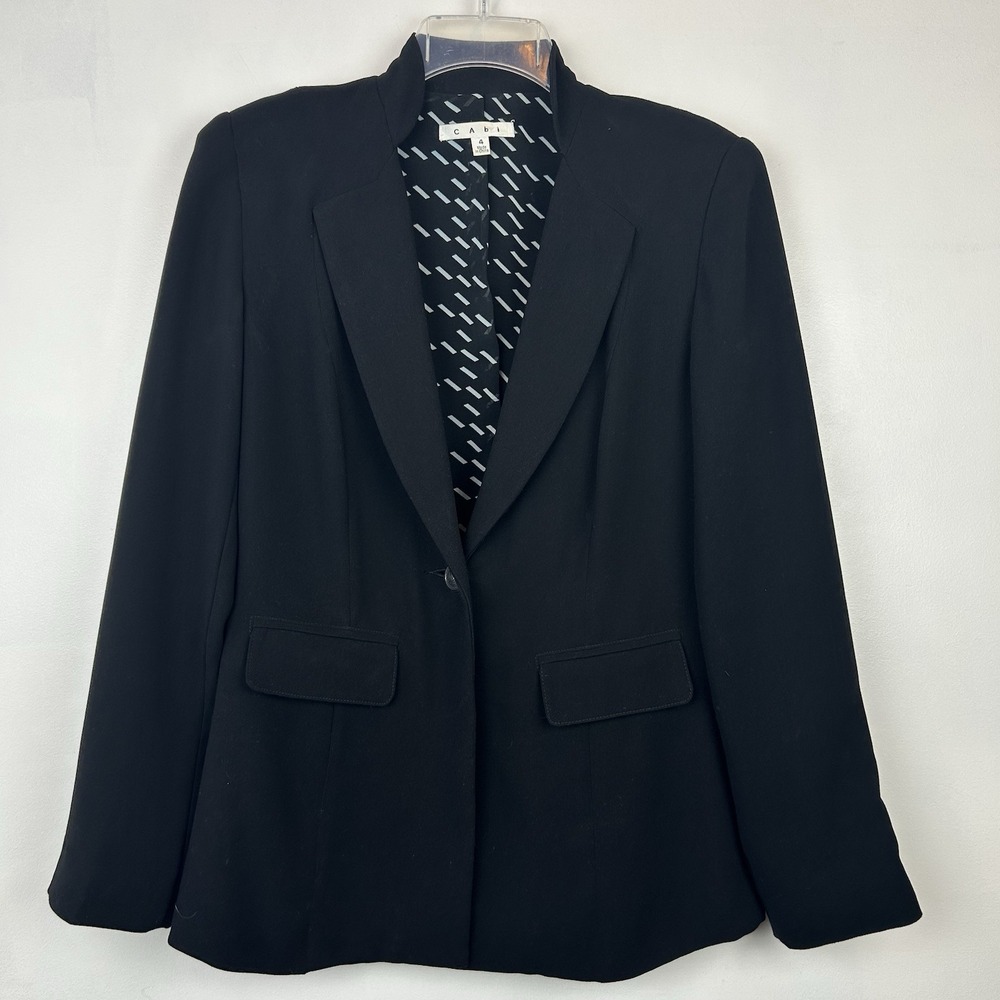 CAbi Jacket Blazer Womens 4 Button Single Breasted Pockets Lined Black